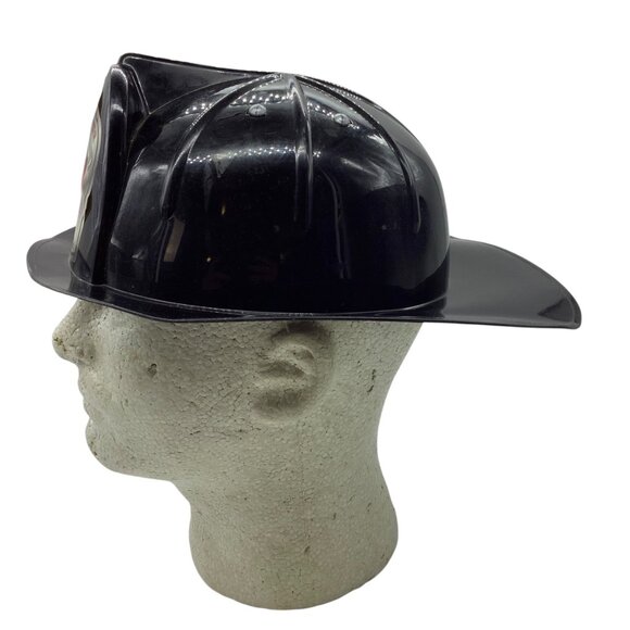 Vtg Firefighter Helmet Hat Toy Black OFPE Trademark Kid Size Small Adjustable - Picture 4 of 7